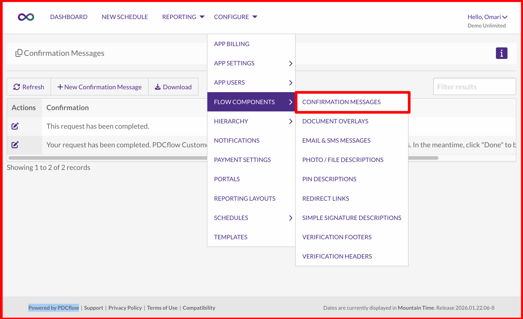 How to Add Confirmation Messages for Flow Templates