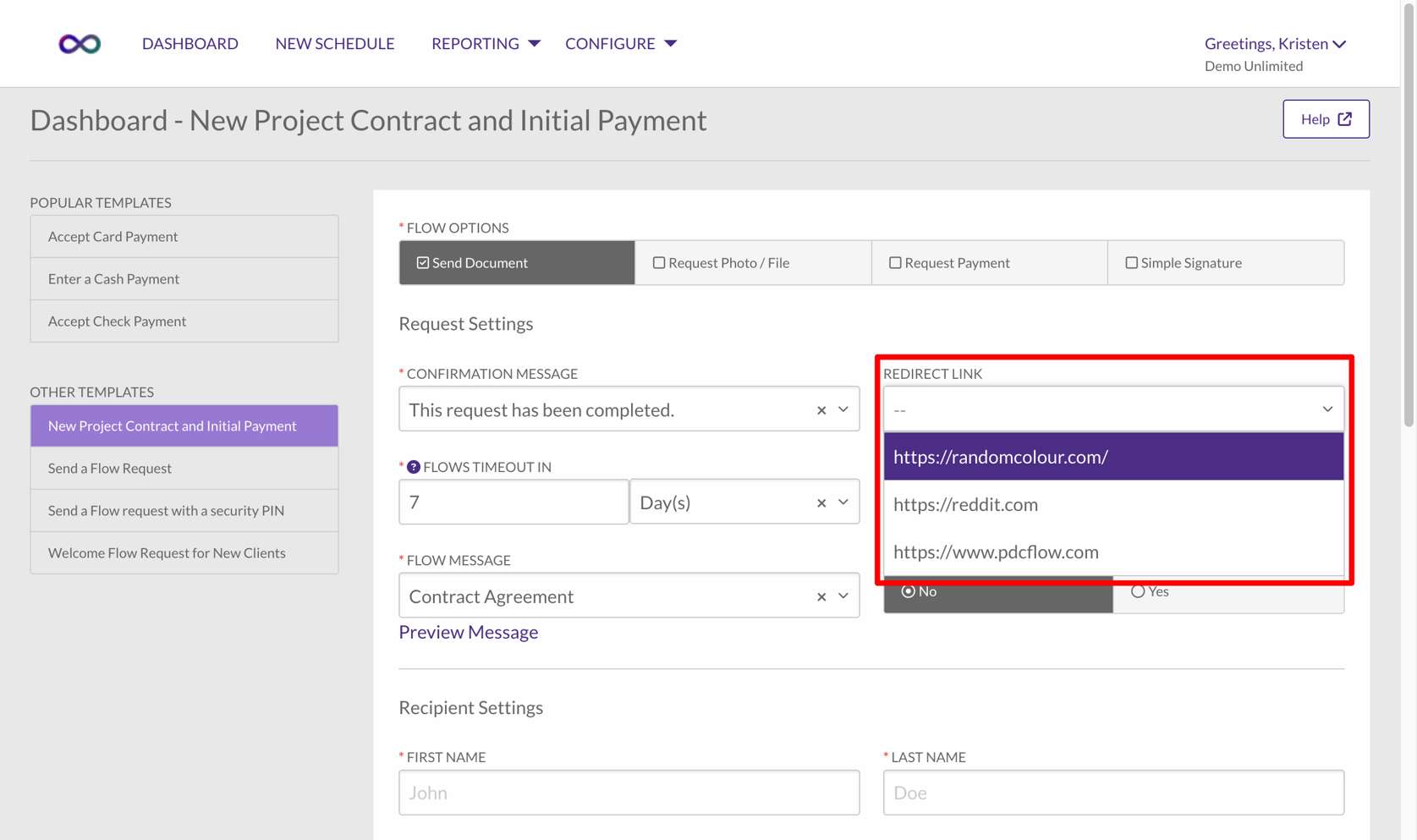 Redirection Link Examples How to Add a Redirect Link and Description to Flow Templates