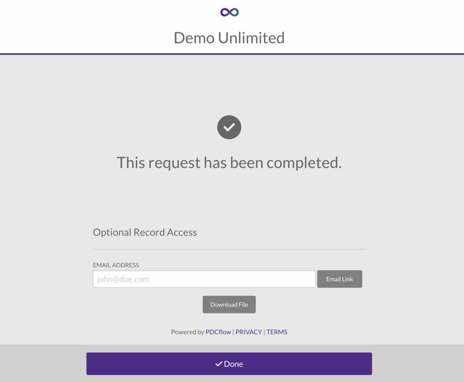Example of default confirmation message