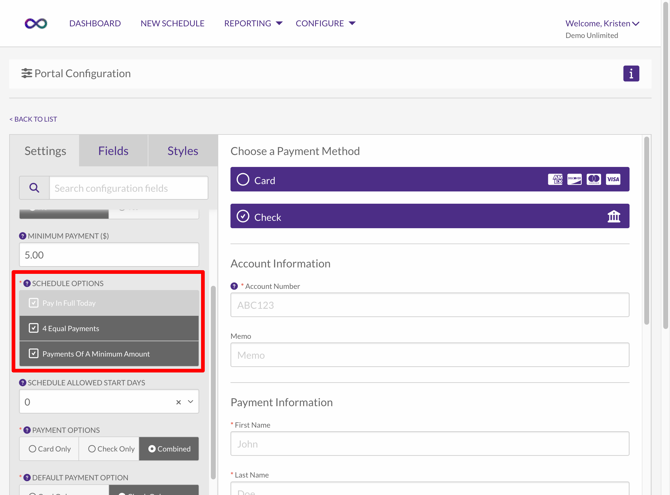 Portal-Configuration-Schedule-Options