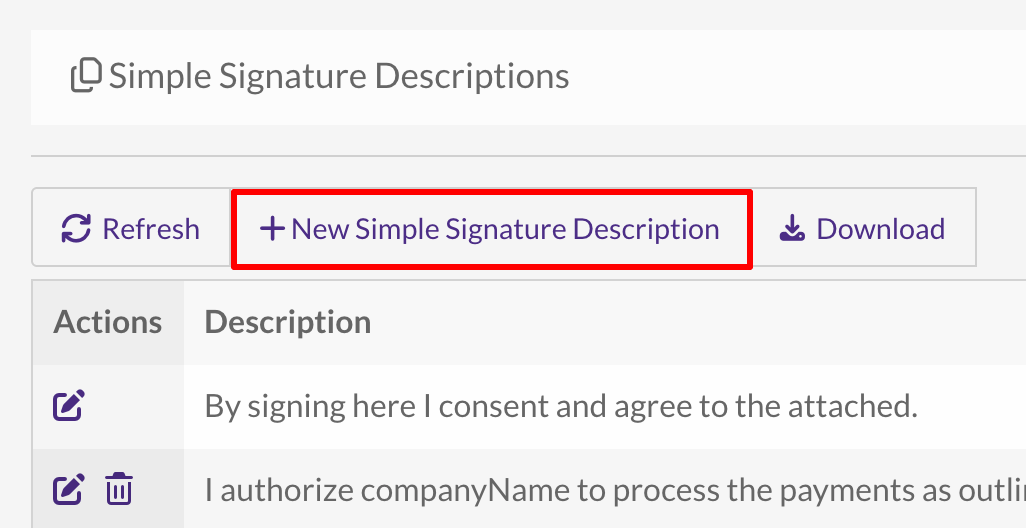 How to Add Simple Signature Descriptions