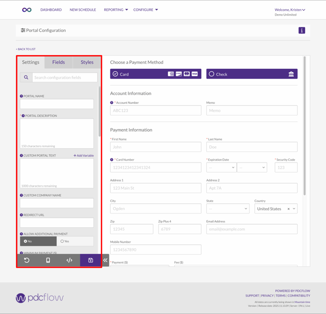 TABS Portal-Configuration