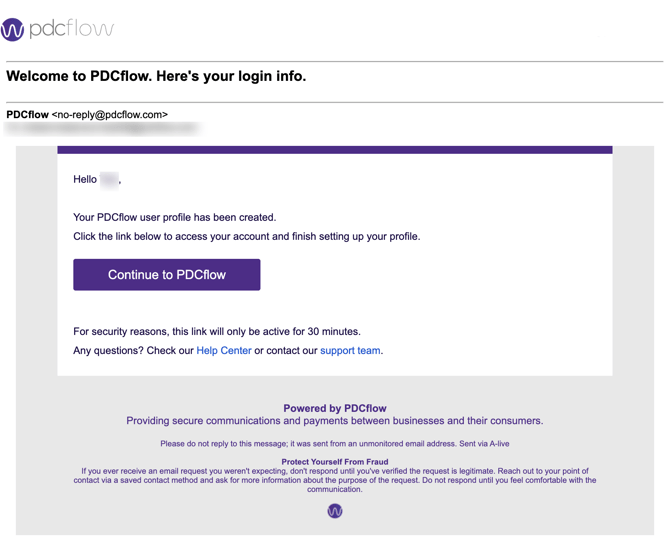 Welcome email example